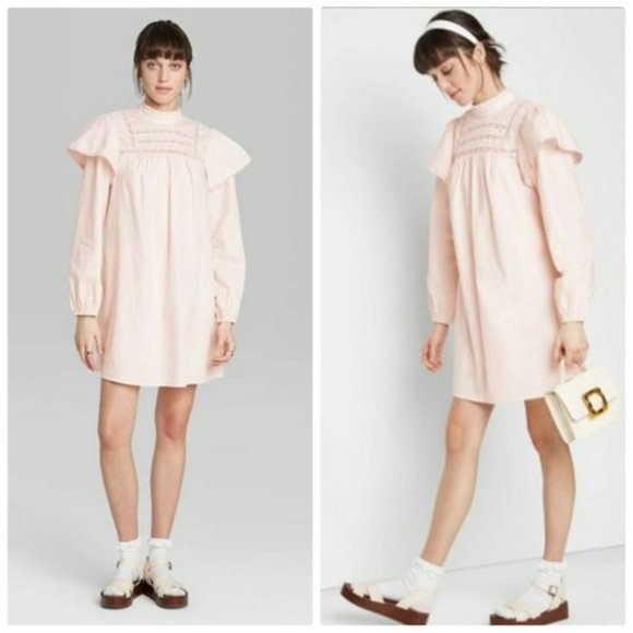Kawaii Cottagecore Frill Dress in Pale Pink - Picture 6 of 7
